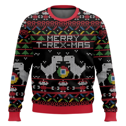 google chrome t rex mas ugly christmas sweater 1 Google Chrome T Rex Mas Ugly Christmas Sweater - Image 1