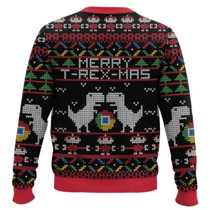 google chrome t rex mas ugly christmas sweater 2 Google Chrome T Rex Mas Ugly Christmas Sweater - Image 2