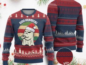 Gothic Xmas Ugly Christmas Sweater Boo Humbug Santa Ghost - Image 1