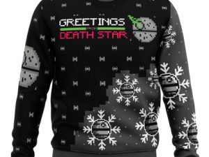 Greetings From Death Star Cosmic Battles Ugly Christmas Sweater - Image 1