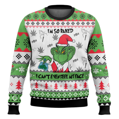 grinch cant even feel his face ugly christmas sweater 1 Grinch Cant Even Feel His Face Ugly Christmas Sweater - Image 1