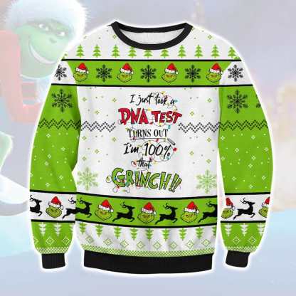 grinch dna test ugly christmas sweater 1 Grinch Dna Test Ugly Christmas Sweater - Image 1