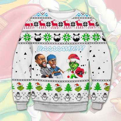grinch meme daaamn ugly christmas sweater 1 Grinch Meme Daaamn Ugly Christmas Sweater - Image 1