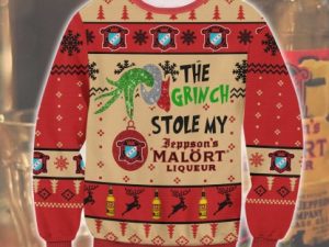Grinch Stole Malort Ugly Christmas Sweater - Image 1