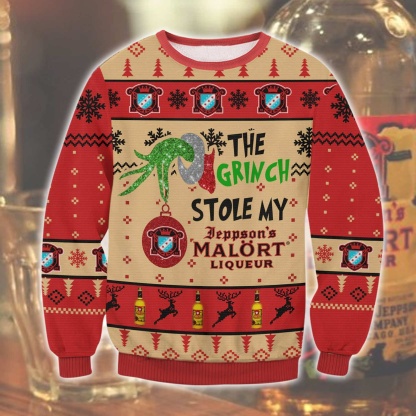 grinch stole malort ugly christmas sweater 1 Grinch Stole Malort Ugly Christmas Sweater - Image 1
