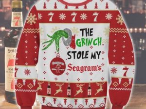 Grinch Stole Seagrams 7 Ugly Christmas Sweater Holiday Gift - Image 1