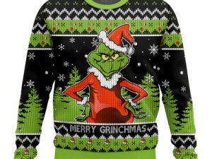 Grinch Ugly Christmas Sweater Holiday Present - Image 1