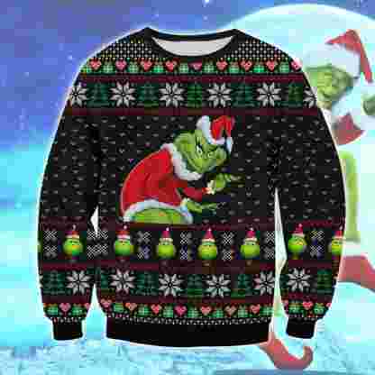 grinch ugly christmas sweater present 1 Grinch Ugly Christmas Sweater Present - Image 1