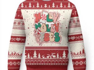 Groovy Ugly Christmas Sweater Holly Jolly Vibes - Image 1