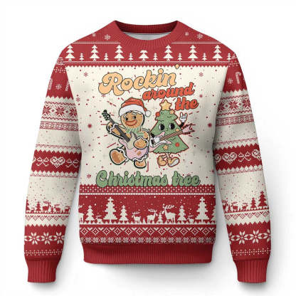 groovy ugly christmas sweater rockin around the xmas tree groovy gingerbread man 1 Groovy Ugly Christmas Sweater Rockin Around The Xmas Tree Groovy Gingerbread Man - Image 1
