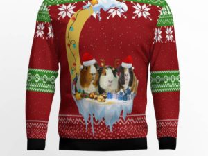 Guinea Pig Love Moon Xmas Ugly Christmas Sweater - Image 1