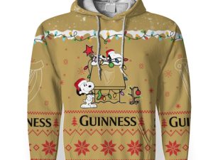 Guinness American Merry Christmas, Snoopy House Cute Fan Gift-3D Unisex Hoodie - Image 1