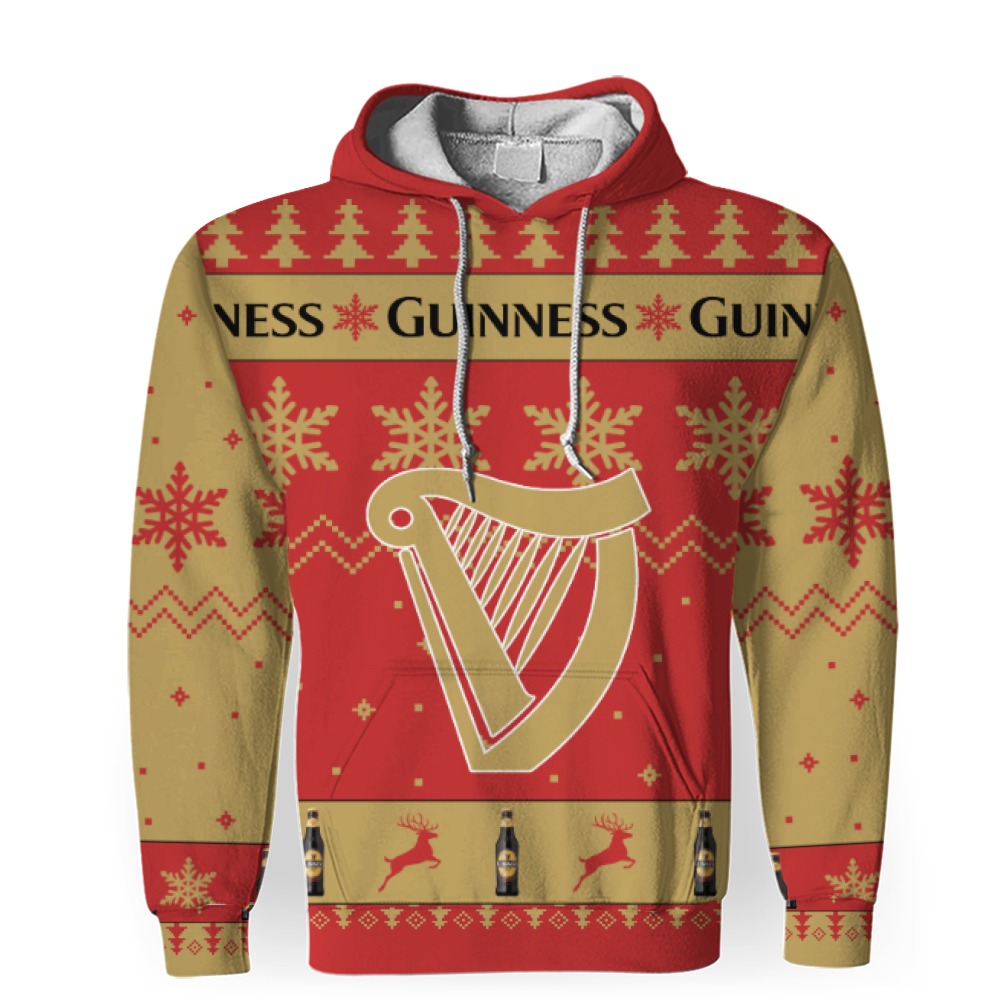 guinness merry christmas unisex gift fan 3d unisex hoodie 1 Guinness Merry Christmas Unisex Gift Fan-3D Unisex Hoodie - Image 1