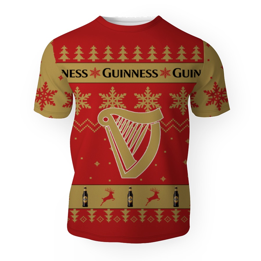 guinness merry christmas unisex gift fan 3d unisex t shirt 1 Guinness Merry Christmas Unisex Gift Fan-3D Unisex T-Shirt - Image 1