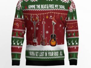 Guitar Gimme The Beat Ugly Christmas Sweater - Image 1
