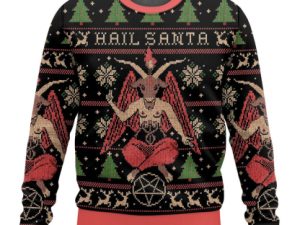 Hail Santa Satan Claus Ugly Christmas Sweater - Image 1