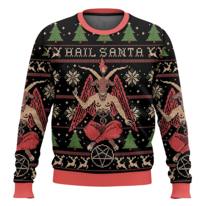 hail santa satan claus ugly christmas sweater 1 Hail Santa Satan Claus Ugly Christmas Sweater - Image 1