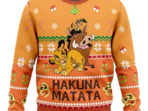 Hakuna Matata Ugly Christmas Sweater Holiday Gift - Image 1