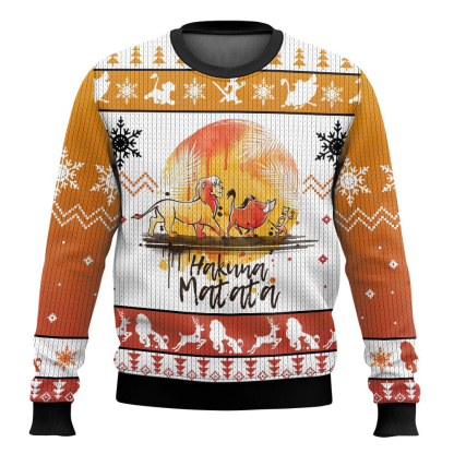 hakuna the lion king ugly christmas sweater 1 Hakuna The Lion King Ugly Christmas Sweater - Image 1