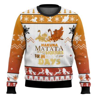 hakuna the lion king ugly christmas sweater holiday gift 1 Hakuna The Lion King Ugly Christmas Sweater Holiday Gift - Image 1