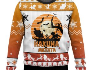 Hakuna The Lion King Ugly Christmas Sweater Orange - Image 1