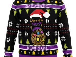 Half Of You Are On My Naughty List Thanos Ugly Christmas Sweater - Image 1