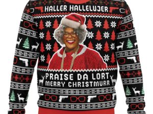 Haller Hallelujer Praise The Lort Merry Christmurr A Madea Ugly Christmas Sweater - Image 1