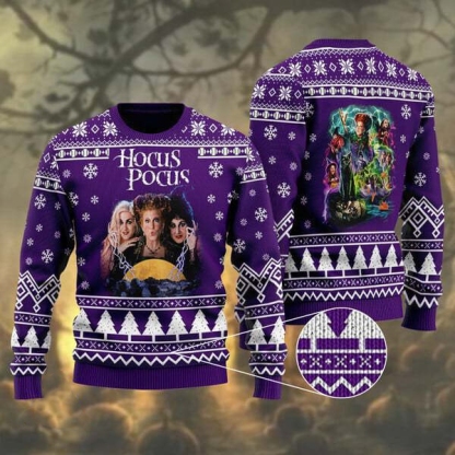 halloween hocus pocus ugly christmas sweater 1 Halloween Hocus Pocus Ugly Christmas Sweater - Image 1
