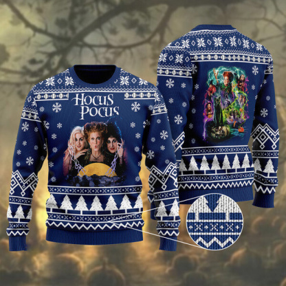 halloween hocus pocus witches ugly christmas sweater 1 Halloween Hocus Pocus Witches Ugly Christmas Sweater - Image 1
