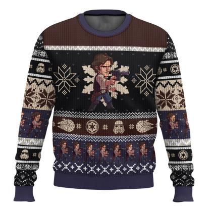 han solo cosmic battles ugly christmas sweater 1 Han Solo Cosmic Battles Ugly Christmas Sweater - Image 1