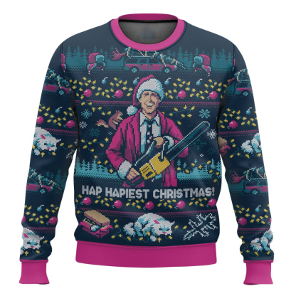 hap hapiest christmas national lampoons christmas vacation ugly christmas sweater 1 Hap Hapiest Christmas National Lampoons Christmas Vacation Ugly Christmas Sweater - Image 1