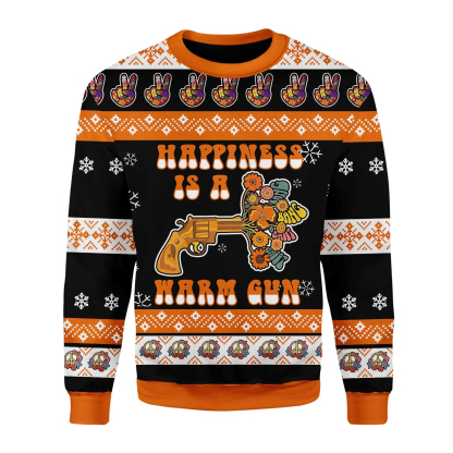 happiness is a warm gun ugly christmas sweater 1 Happiness Is A Warm Gun Ugly Christmas Sweater - Image 1