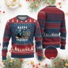 Happy Hanukcat Drinking Jewish Menorah Chanukah Ugly Christmas Sweater - Image 1