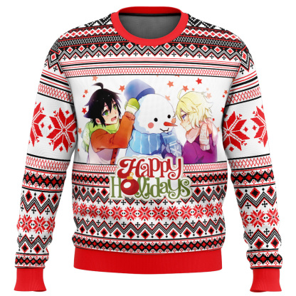 happy holidays seraph of the end ugly christmas sweater 1 Happy Holidays Seraph Of The End Ugly Christmas Sweater - Image 1