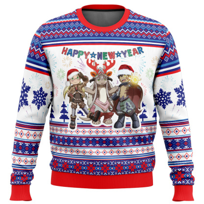 happy new year made in abyss ugly christmas sweater 1 Happy New Year Made In Abyss Ugly Christmas Sweater - Image 1