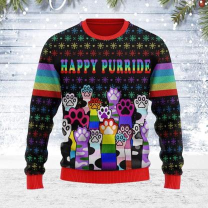 happy purride lgbt ugly christmas sweater 1 Happy Purride Lgbt Ugly Christmas Sweater - Image 1