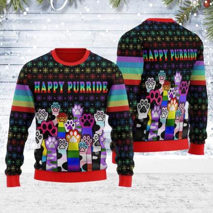 happy purride lgbt ugly christmas sweater 2 Happy Purride Lgbt Ugly Christmas Sweater - Image 2