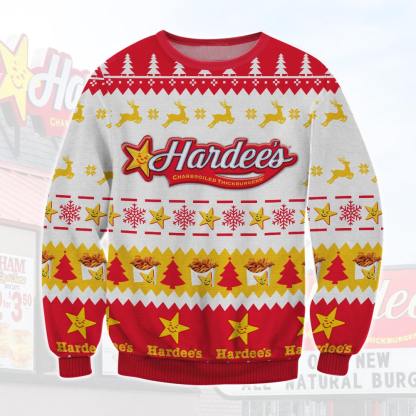 hardees ugly christmas sweater 1 Hardees Ugly Christmas Sweater - Image 1
