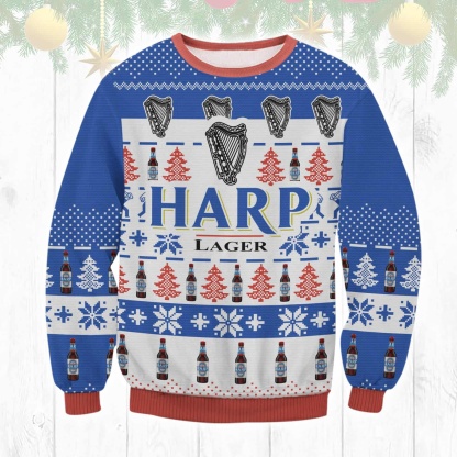 harp lager ugly christmas sweater 1 Harp Lager Ugly Christmas Sweater - Image 1