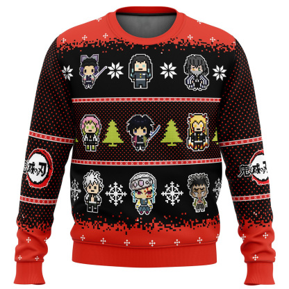 hashira demon slayer ugly christmas sweater 1 Hashira Demon Slayer Ugly Christmas Sweater - Image 1