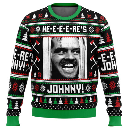 heres johnny the shining ugly christmas sweater 1 Heres Johnny The Shining Ugly Christmas Sweater - Image 1