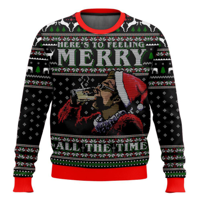 heres to feeling merry all the time cosmo kramer seinfeld ugly christmas sweater 1 Heres To Feeling Merry All The Time Cosmo Kramer Seinfeld Ugly Christmas Sweater - Image 1