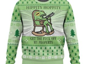 Hippity Hoppity Frog Meme Ugly Christmas Sweater - Image 1