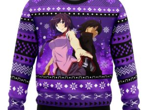 Hitagi And Koyomi Bakemonogatari Ugly Christmas Sweater - Image 1