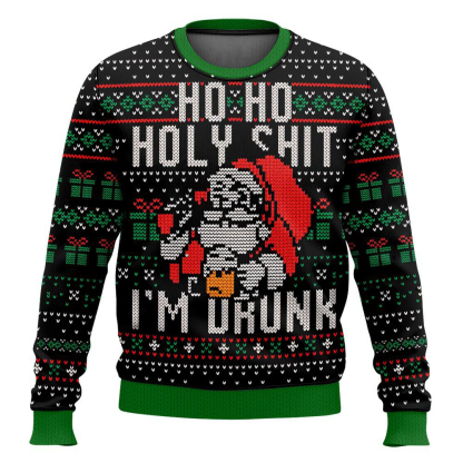 ho ho holy shit im drunk santa claus ugly christmas sweater 1 Ho Ho Holy Shit Im Drunk Santa Claus Ugly Christmas Sweater - Image 1