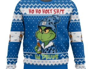 Ho Ho Holy Sht Im Drunk Michelob Ultra Grinch Ugly Christmas Sweater - Image 1