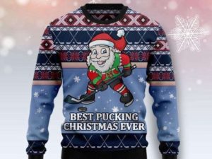 Hockey Santa Claus 3D Ugly Christmas Sweater - Image 1