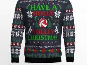 Holly Volley Volleyball Ugly Christmas Sweater - Image 1