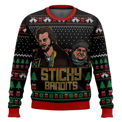 home alone sticky bandits ugly christmas sweater 1 Home Alone Sticky Bandits Ugly Christmas Sweater - Image 1
