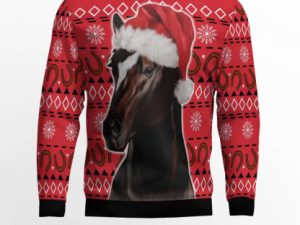 Horse Christmas Pattern Ugly Christmas Sweater - Image 1